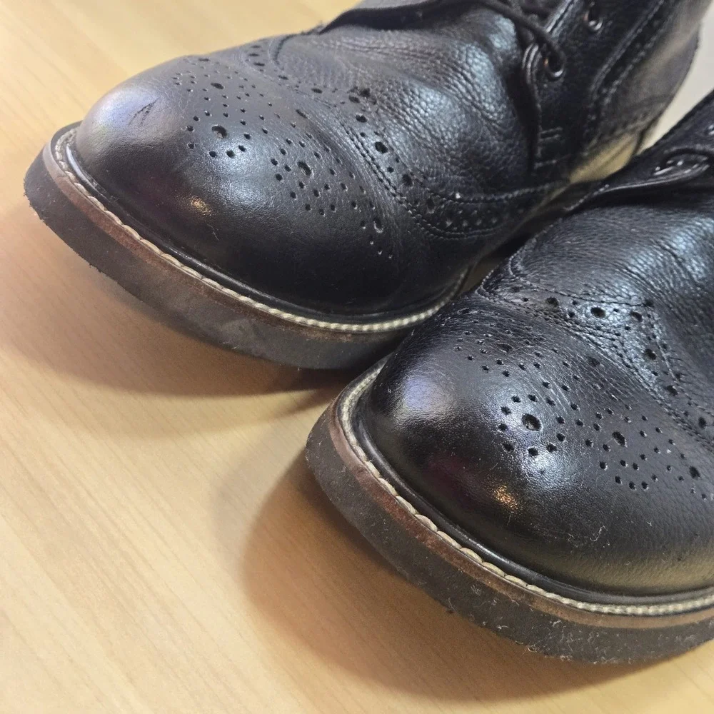 Nunn Bush Men's 10.5M Black Leather Wingtip Brogue Chukka Boots Memory Foam